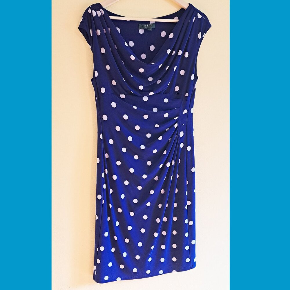 Ralph Lauren Royal Blue Polka Dot Dress size 12